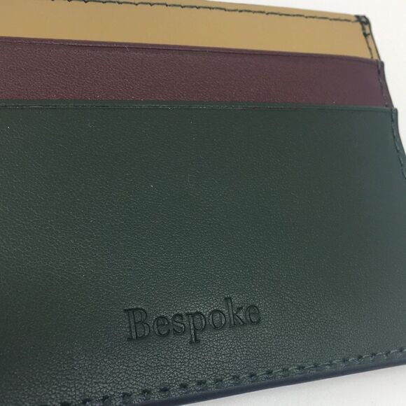 NWT Bespoke Unisex Dark Green Colorblock Leather Card Holder Wallet - Picture 15 of 15